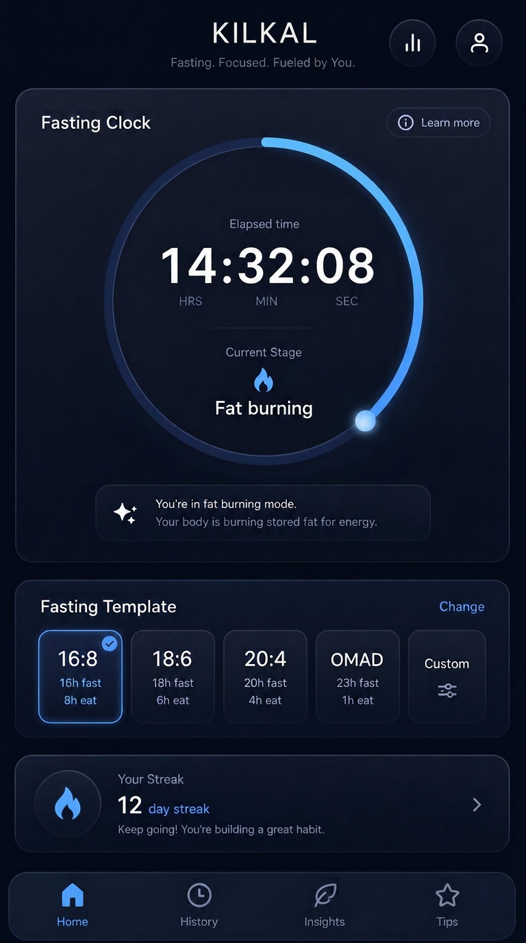 KILKAL fasting clock on iPhone